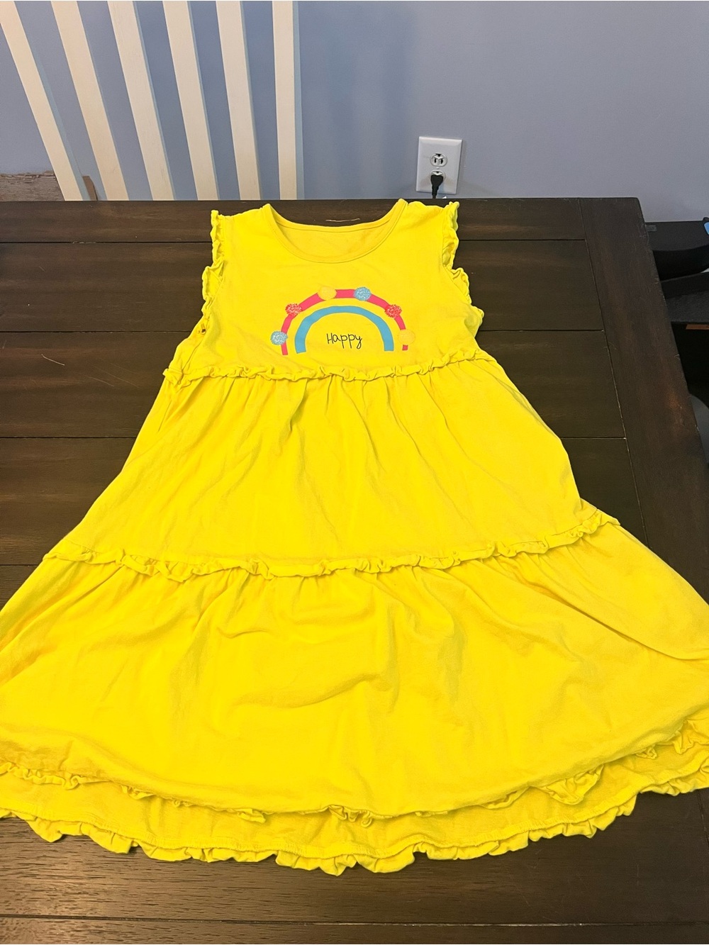 Happy Rainbow Yellow Girls' Tiered Dress